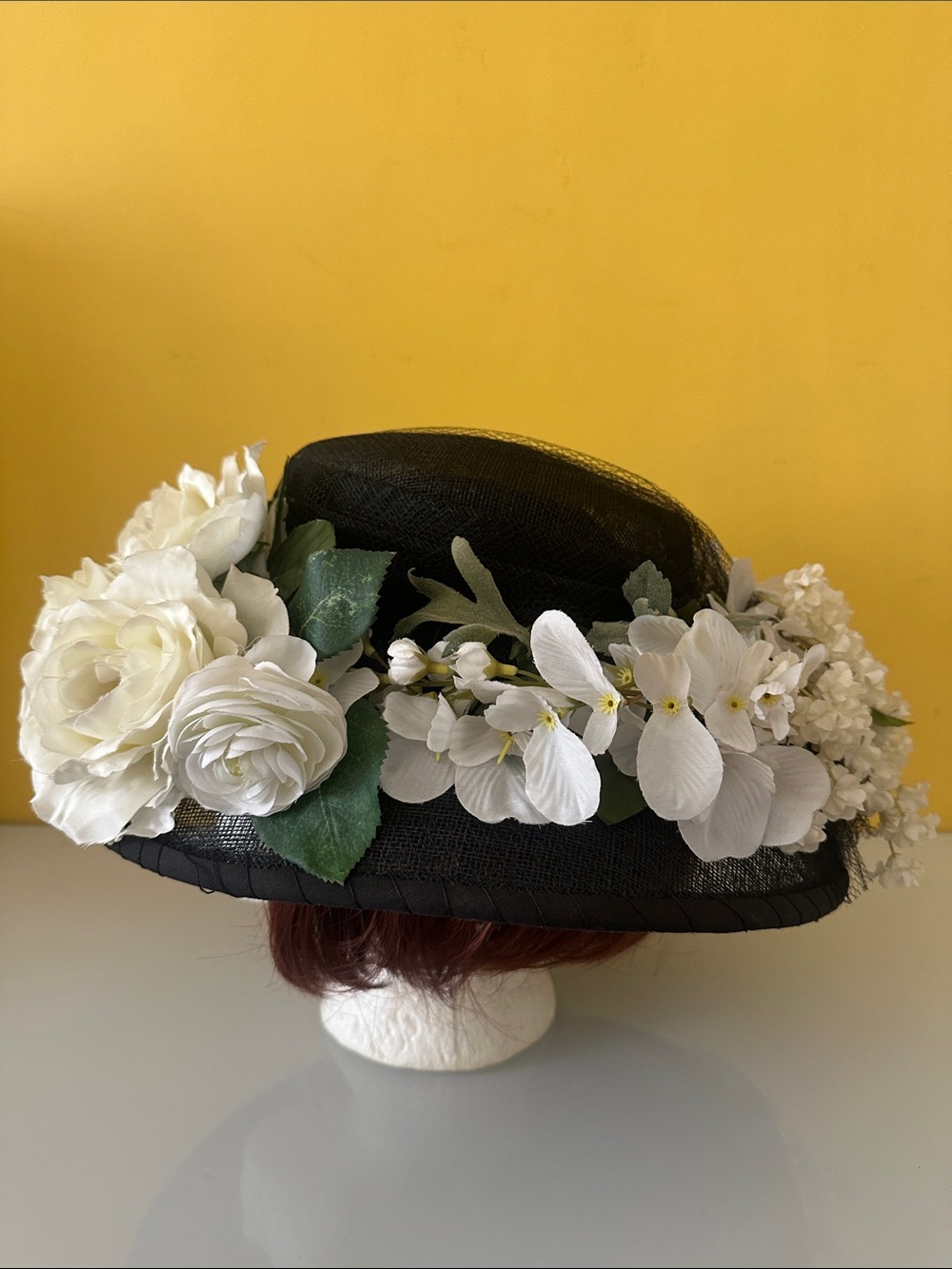 Laplein Vintage-style Black Sinamay Floral Wide-Brim Women's Hat Wedding Derby - Picture 6 of 16
